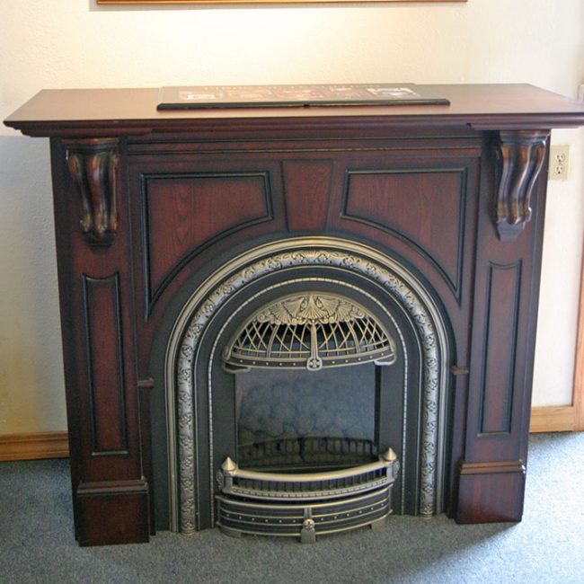 gorgeous wooden fireplace in dyersville ia