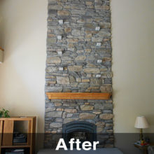 beautiful stone wood burning fireplace in baraboo wi.