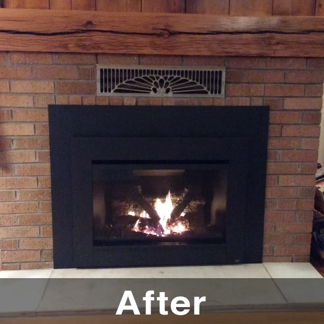 Factory Fireplace Replaced With Gas Fireplace Insert In Shullsburg WI