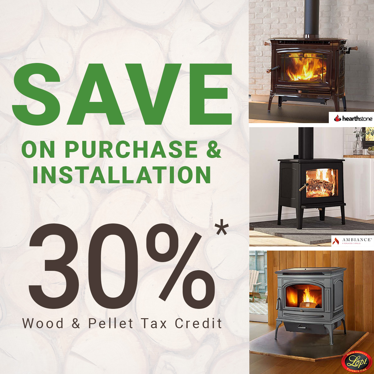 wood and pellet federal tax credit. save 30% (up to $2,000 annually) on purchase and installation of select units